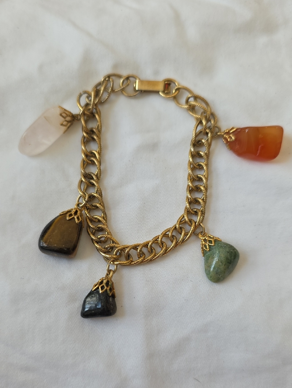 Vintage Gold-Tone Multi Stone Boho Festival Bracelet